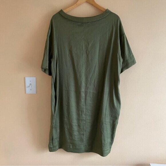 Blukey Tunic Dress Woman Large Green Linen Blend Pocket Oversized Coastal Resort - Picture 3 of 14